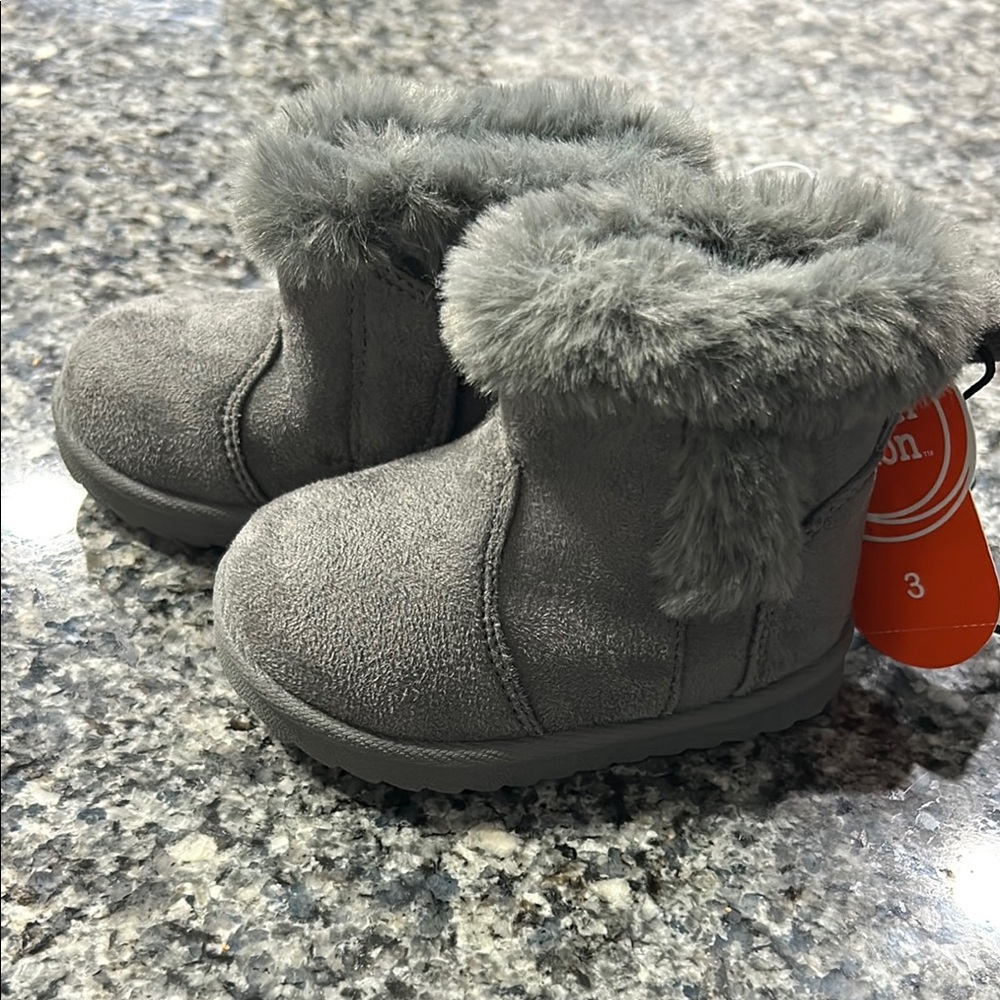 Toddler Gray Fur Boots